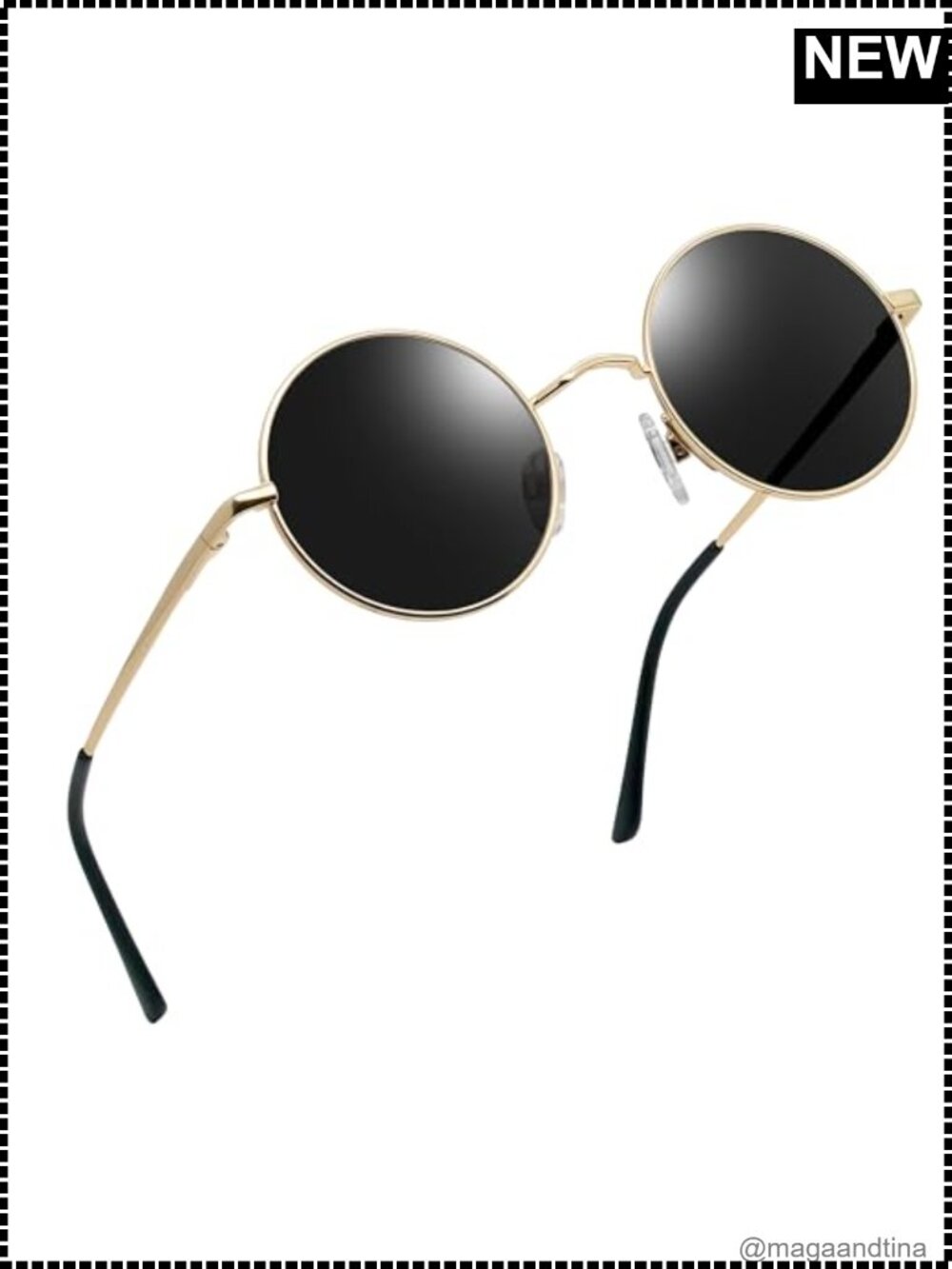 Small Round Polarized Sunglasses UV400 Metal Frame Hippie Circle